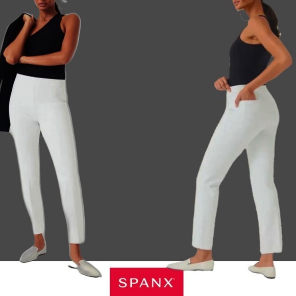SPANX NWT Women’s On-the-Go  Straight Pant | Color: White | Sz: M - Picture 1 of 16